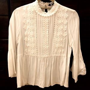 Zara Women’s White High Neck Blouse